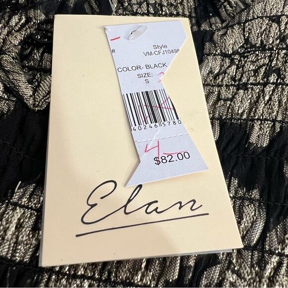 Elan Metallic Brocade Floral Blouse Womens Small Black/Gold Smocked Party Top - Picture 6 of 6